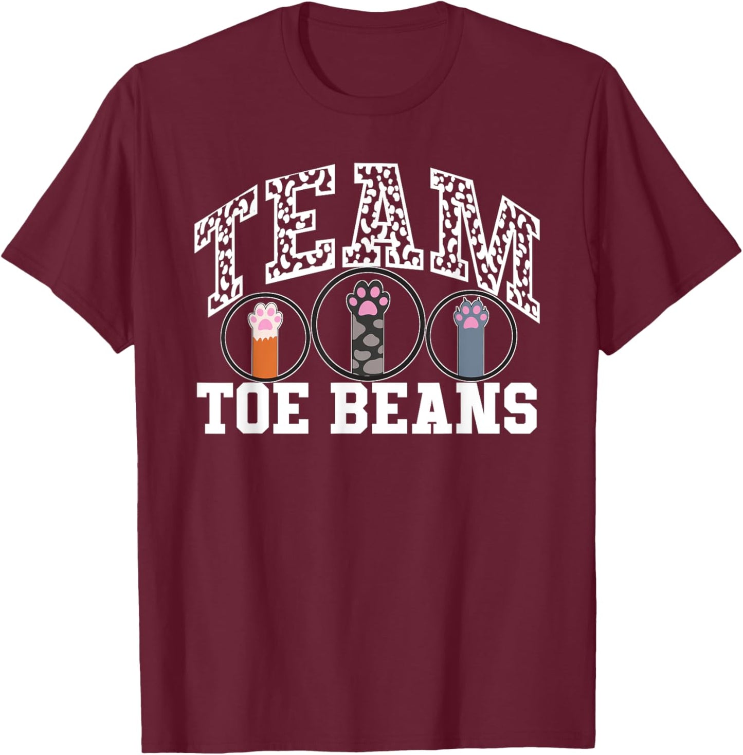 Team Toe Beans Funny Cat People Cat Person Football Game Paw T-Shirt - T-Shirt | Maroon