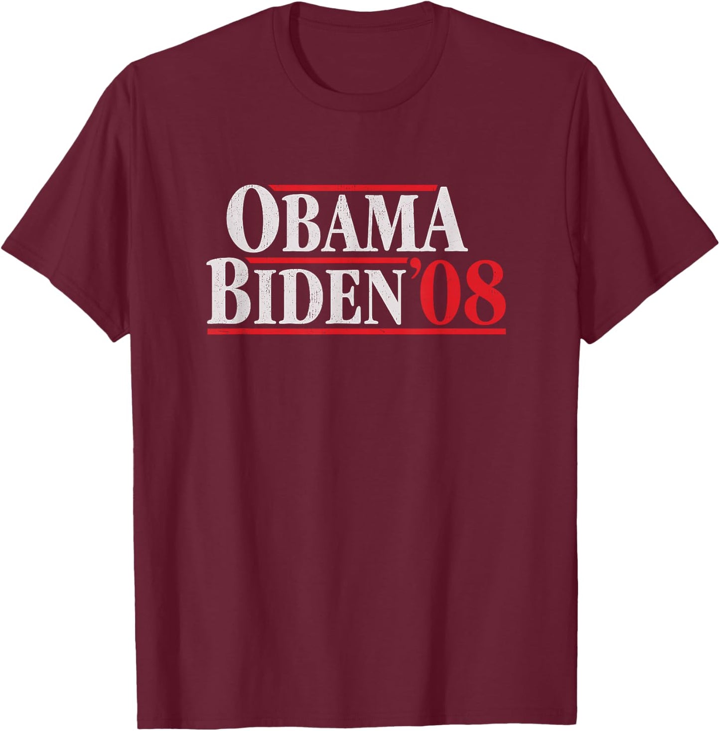 Obama 08 Shirt - Retro Campaign Obama Biden T-Shirt - T-Shirt | Maroon