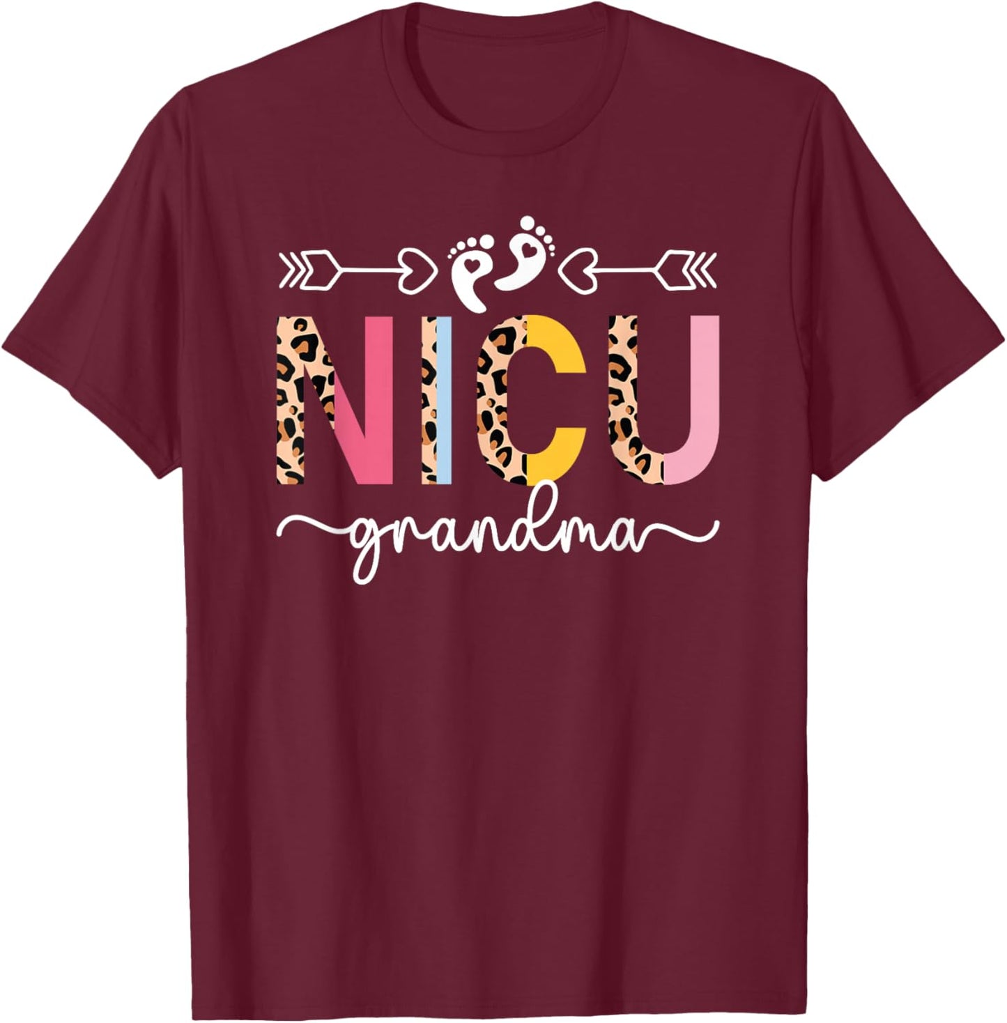 NICU Grandma Micro Preemie Baby Grandma Of NICU Warrior T-Shirt - T-Shirt | Maroon