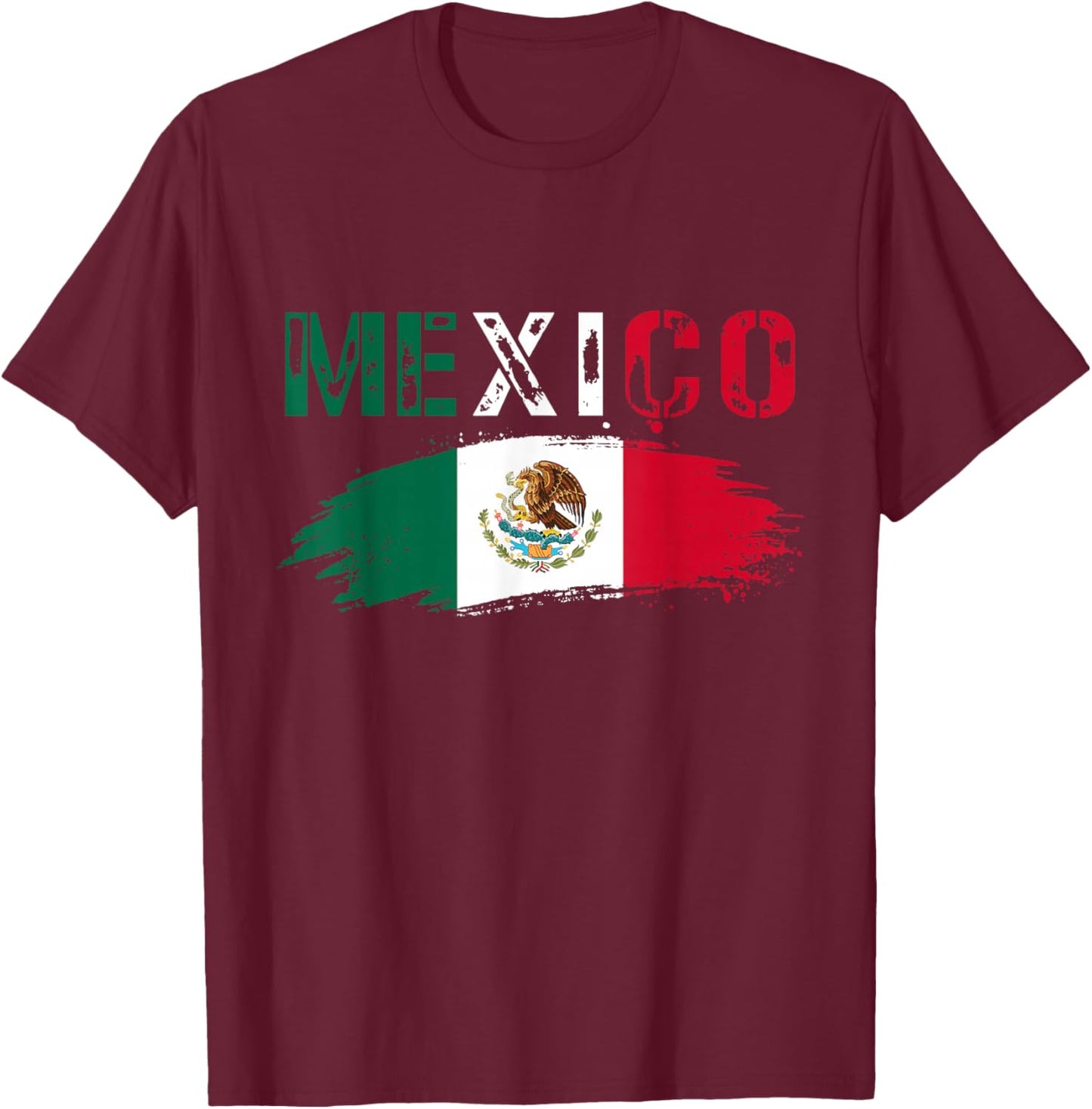 Mexico Distressed Mexican Flag T-Shirt - T-Shirt | Maroon