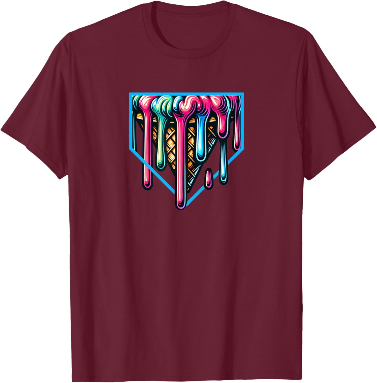 Home Plate Drip - Ice Cream Softball & Baseball T-Shirt - T-Shirt | Maroon