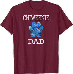 Chiweenie Dad Dog Shirt | Paw Print T-Shirt - T-Shirt | Maroon