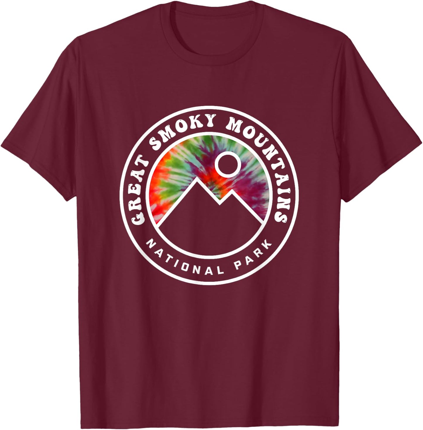 Great Smoky Mountains National Park Tie Dye Tennessee T-Shirt - T-Shirt | Maroon