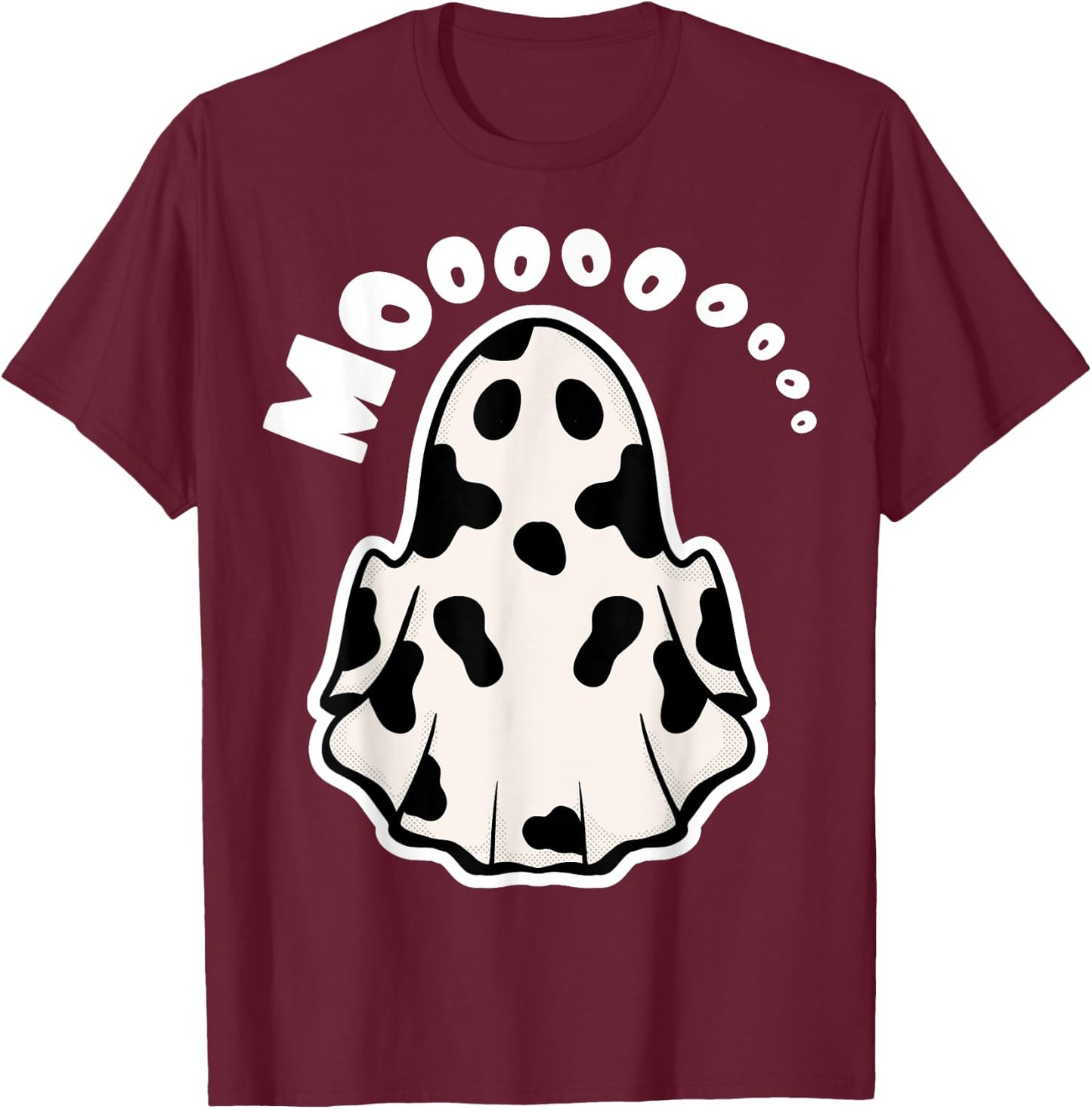 Ghost Cow Moo Boo - Funny Cow Ghost T-Shirt - T-Shirt | Maroon