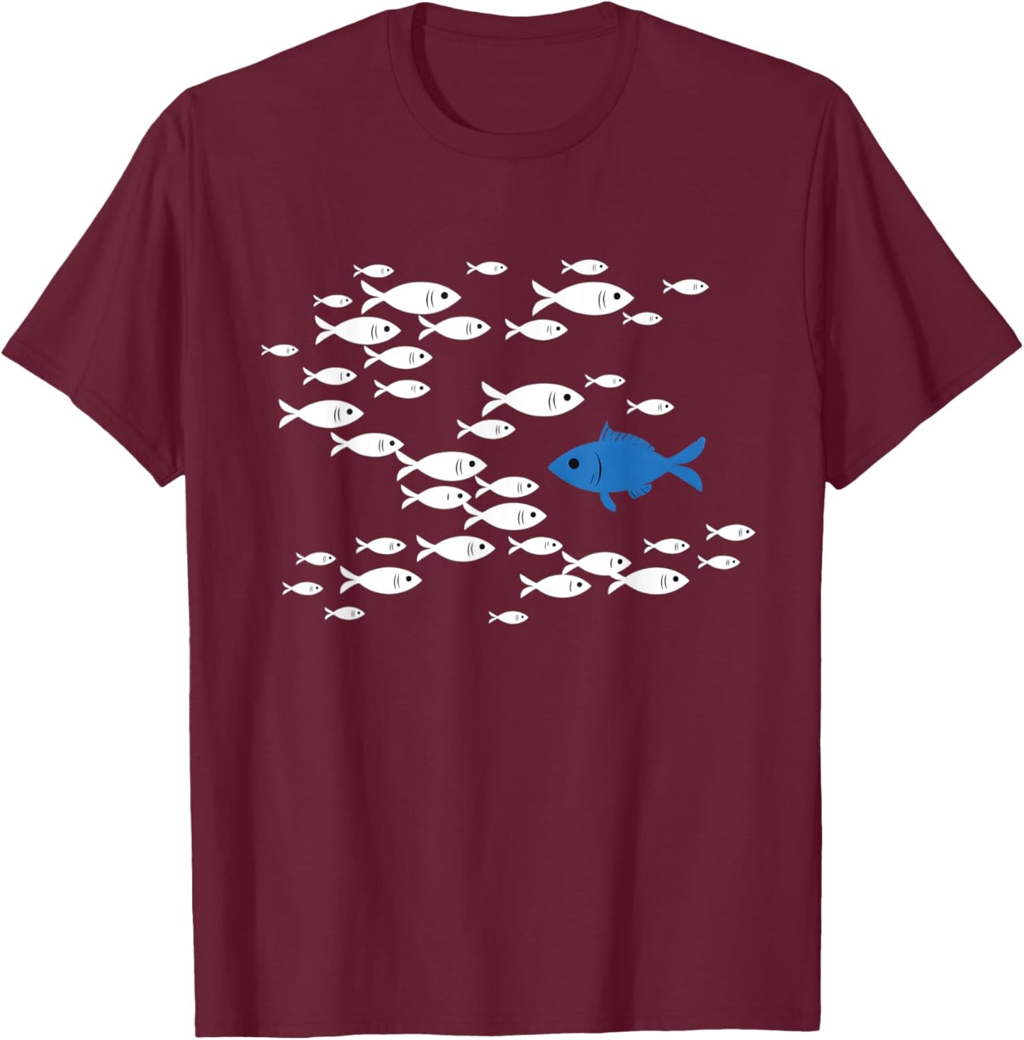 Fish Swim Against The Current In The Sea T-Shirt - T-Shirt | Maroon