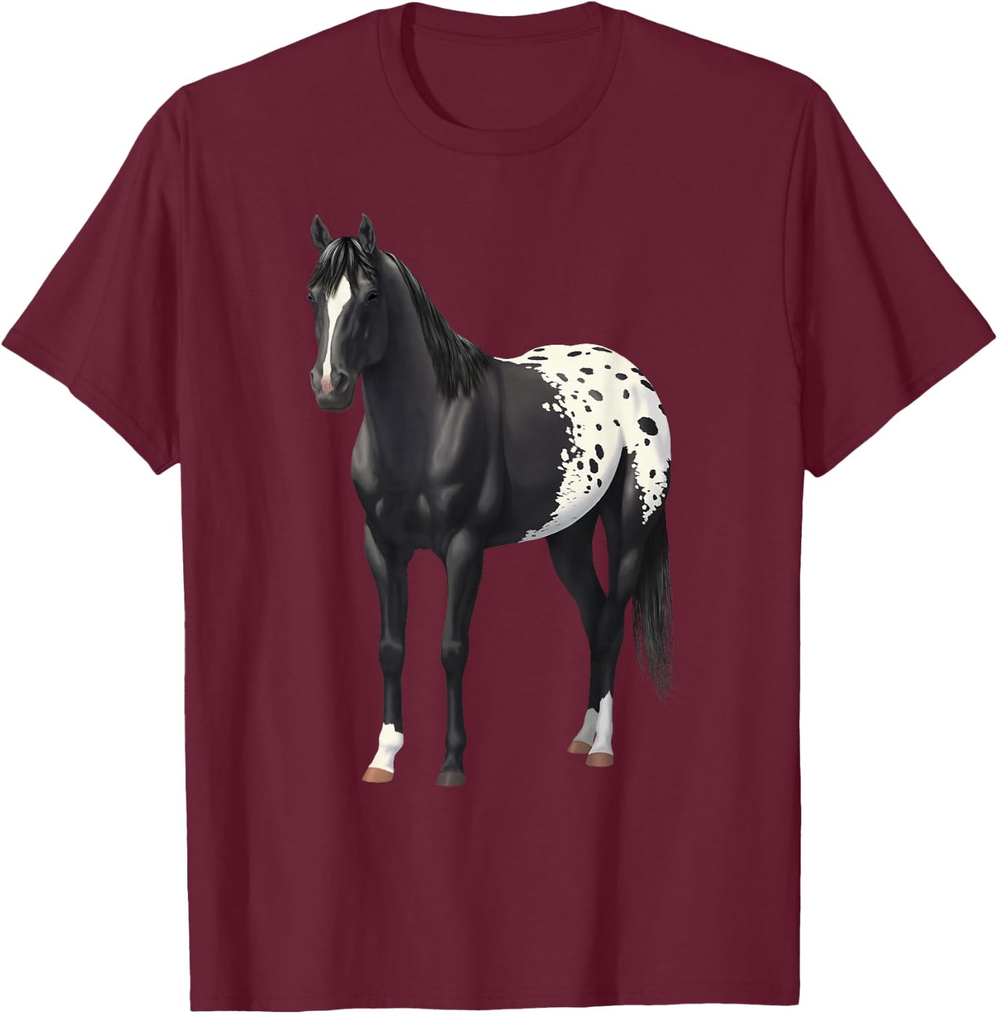 Beautiful Black Blanket Appaloosa Horse Lover Gift T-Shirt - T-Shirt | Maroon