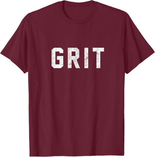 Primotees GRIT - vintage logo , Small, Black T-Shirt - T-Shirt | Maroon