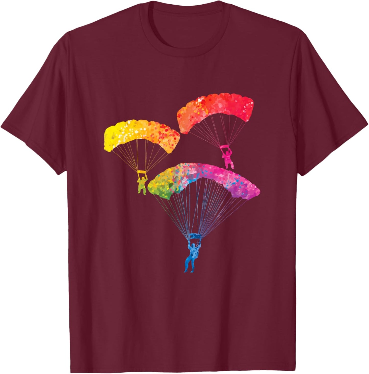 Rainbow Color Parachute Skydiving Gift Skydiver T-Shirt - T-Shirt | Maroon