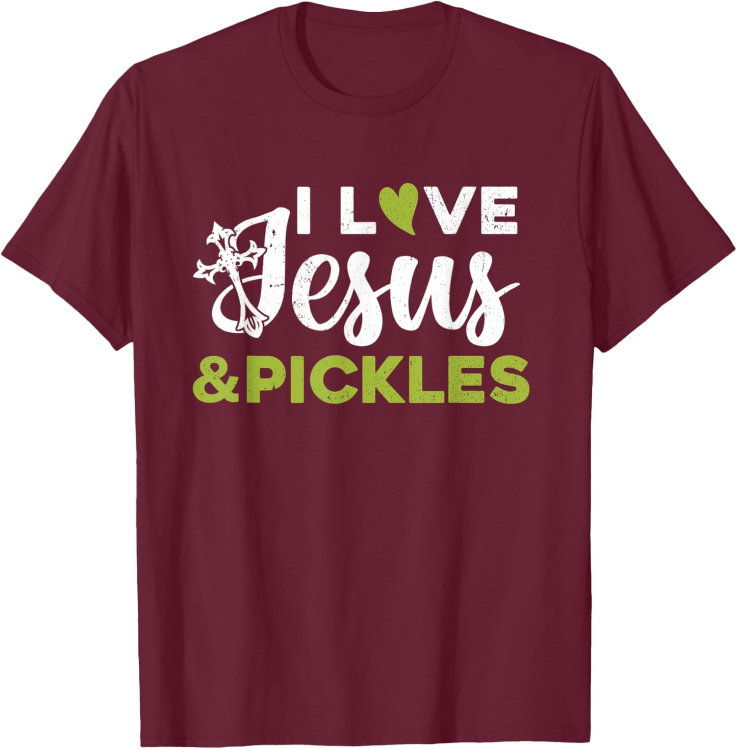 I Love Jesus And Pickle Cute Pickle & Sport Lovers Christian T-Shirt - T-Shirt | Maroon