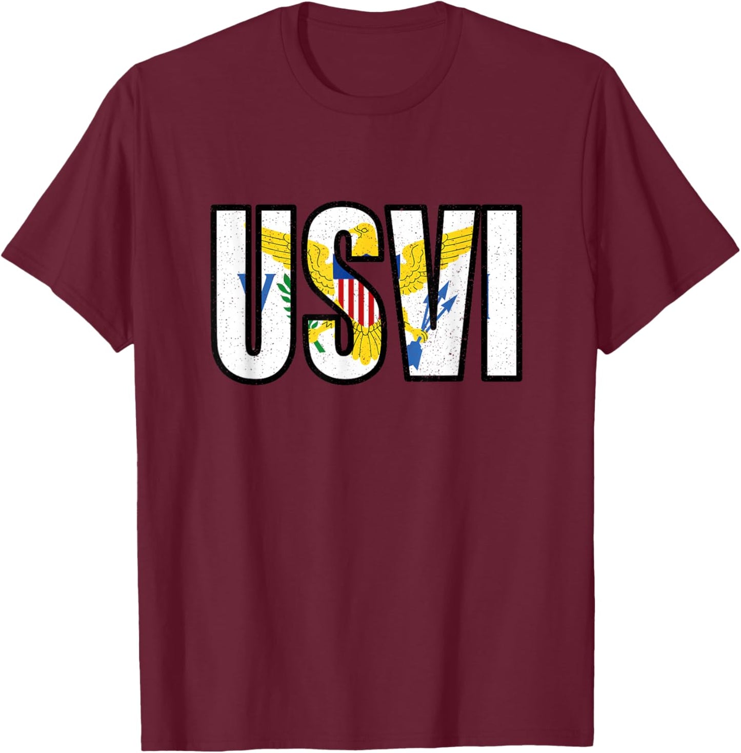 USVI Flag Proud United States Virgin Islands Roots Vintage T-Shirt - T-Shirt | Maroon