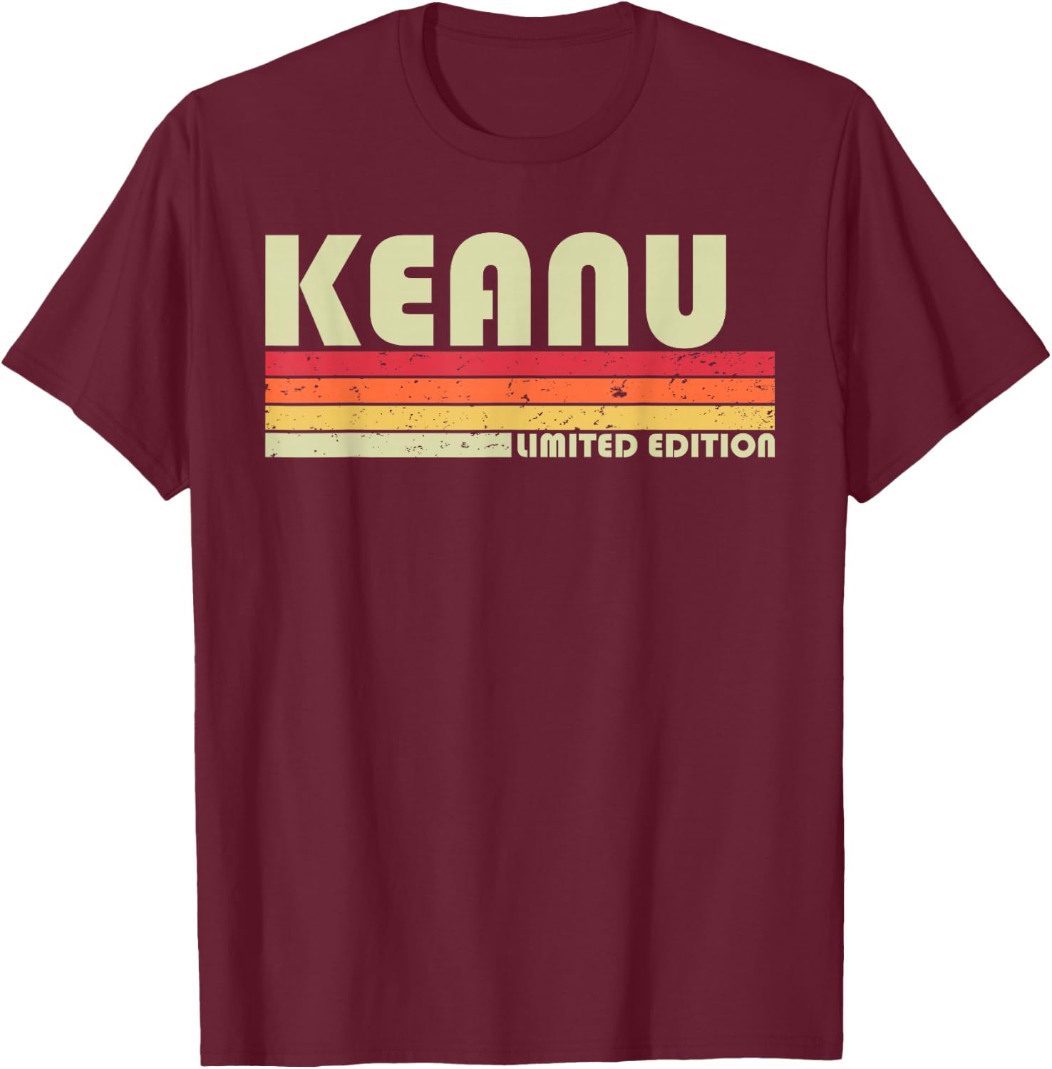 Custom Men Dad Boy Husband Christmas 80s 90s Style KEANU Gift Name Personalized Funny Retro Vintage Birthday T-Shirt - T-Shirt | Maroon