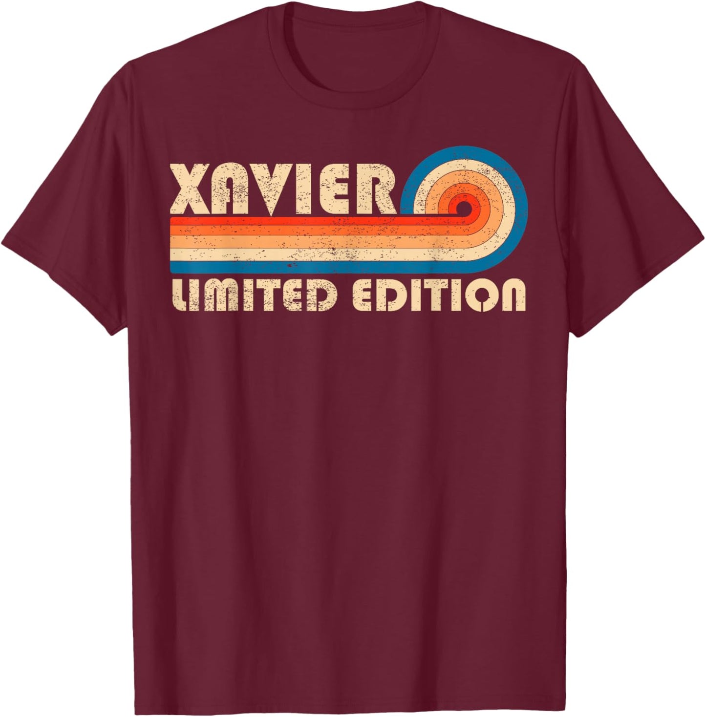 Xavier Retro 70s 80s Sunset Stripe T-Shirt - T-Shirt | Maroon