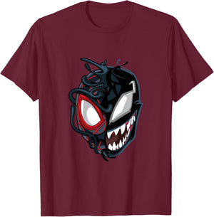 Kids Marvel Spider-Man Classic Venom Miles Morales Split Mask T-Shirt - T-Shirt | Maroon