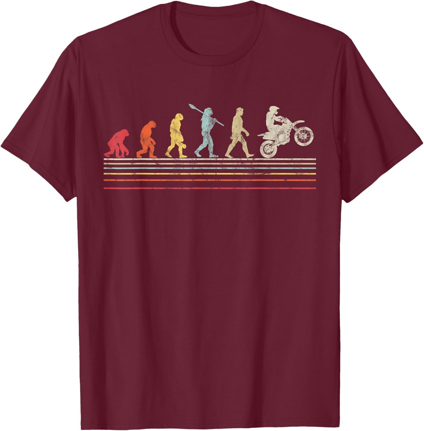 Funny Race Biker Vintage Evolution Motorcycle - Men's Classic Fit Black Short Sleeve Cotton - Small T-Shirt - T-Shirt | Maroon