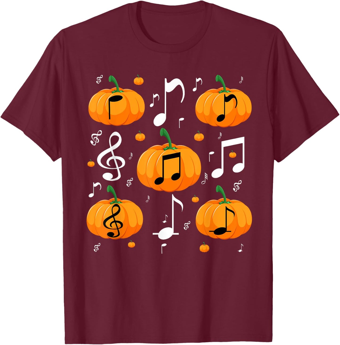 Music Note Pumpkin Fall Costume For Musicians And Teachers T-Shirt - T-Shirt | Maroon