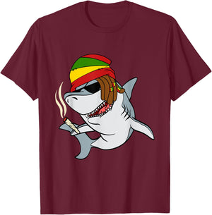 Funny Reggae Shark Design Gift Rastafari Shark T-Shirt - T-Shirt | Maroon