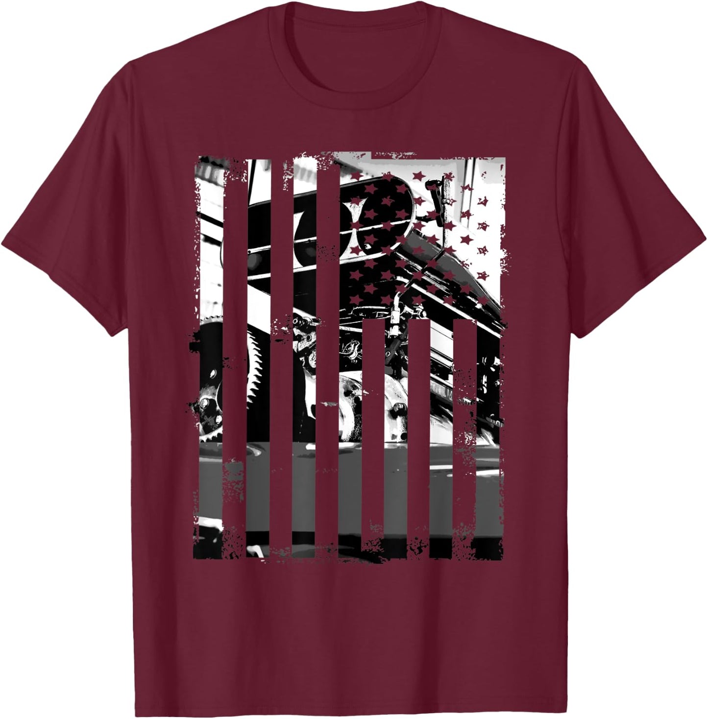 Funny Car Guy Gift - Horsepower American Flag Muscle Car T-Shirt - T-Shirt | Maroon