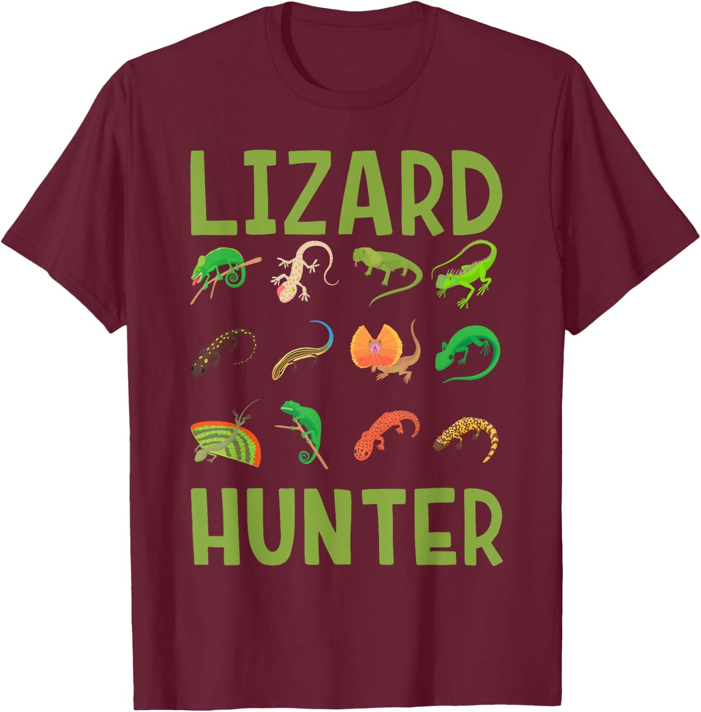 Lizard Hunter Reptile Kids Bearded Dragon Lizards T-Shirt - T-Shirt | Maroon