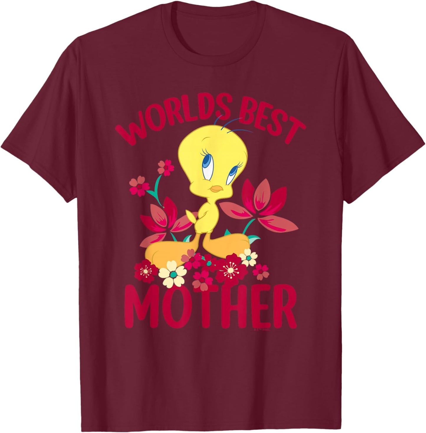 Looney Tunes Mother's Day Tweety Worlds Best Mom T-Shirt - T-Shirt | Maroon