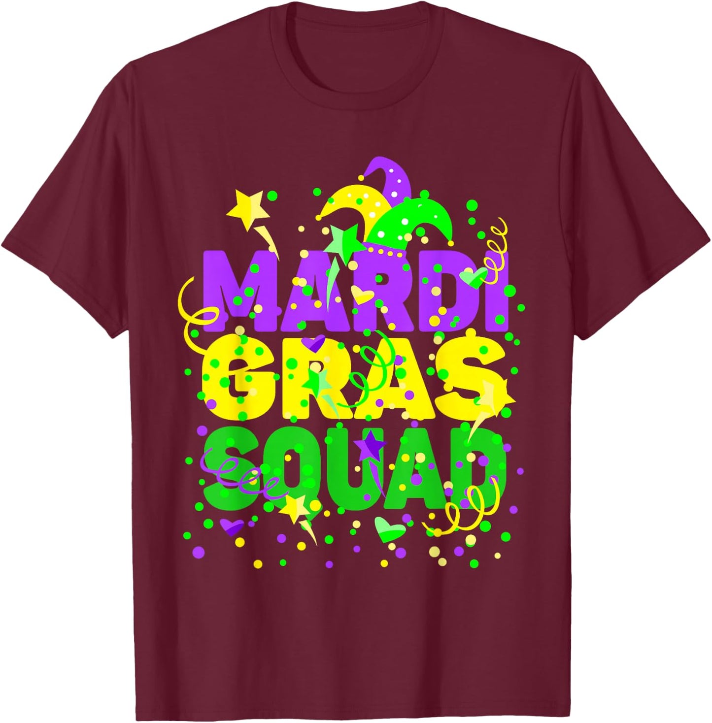 Mardi Gras Squad Party Costume Outfit - Funny Mardi Gras T-Shirt - T-Shirt | Maroon
