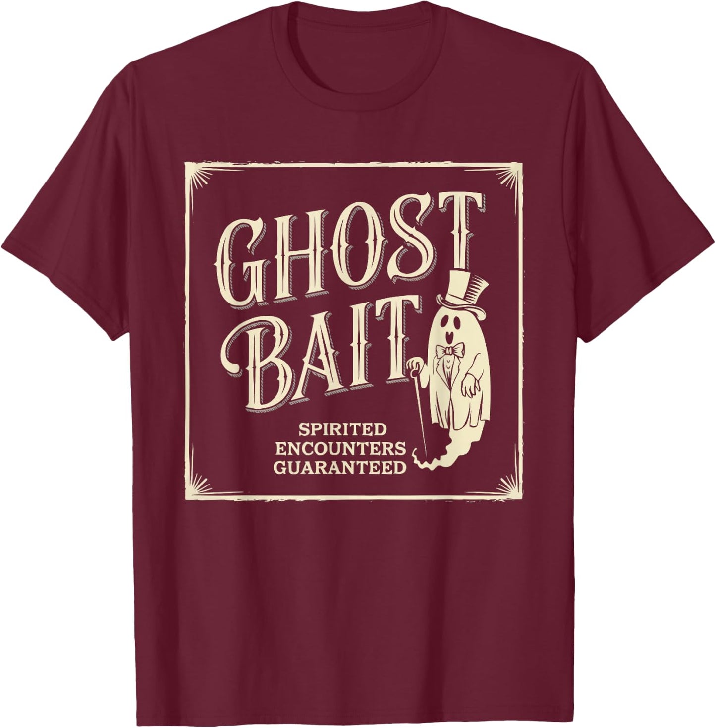 Ghost Bait Paranormal Investigator Ghost Hunting Halloween T-Shirt - T-Shirt | Maroon