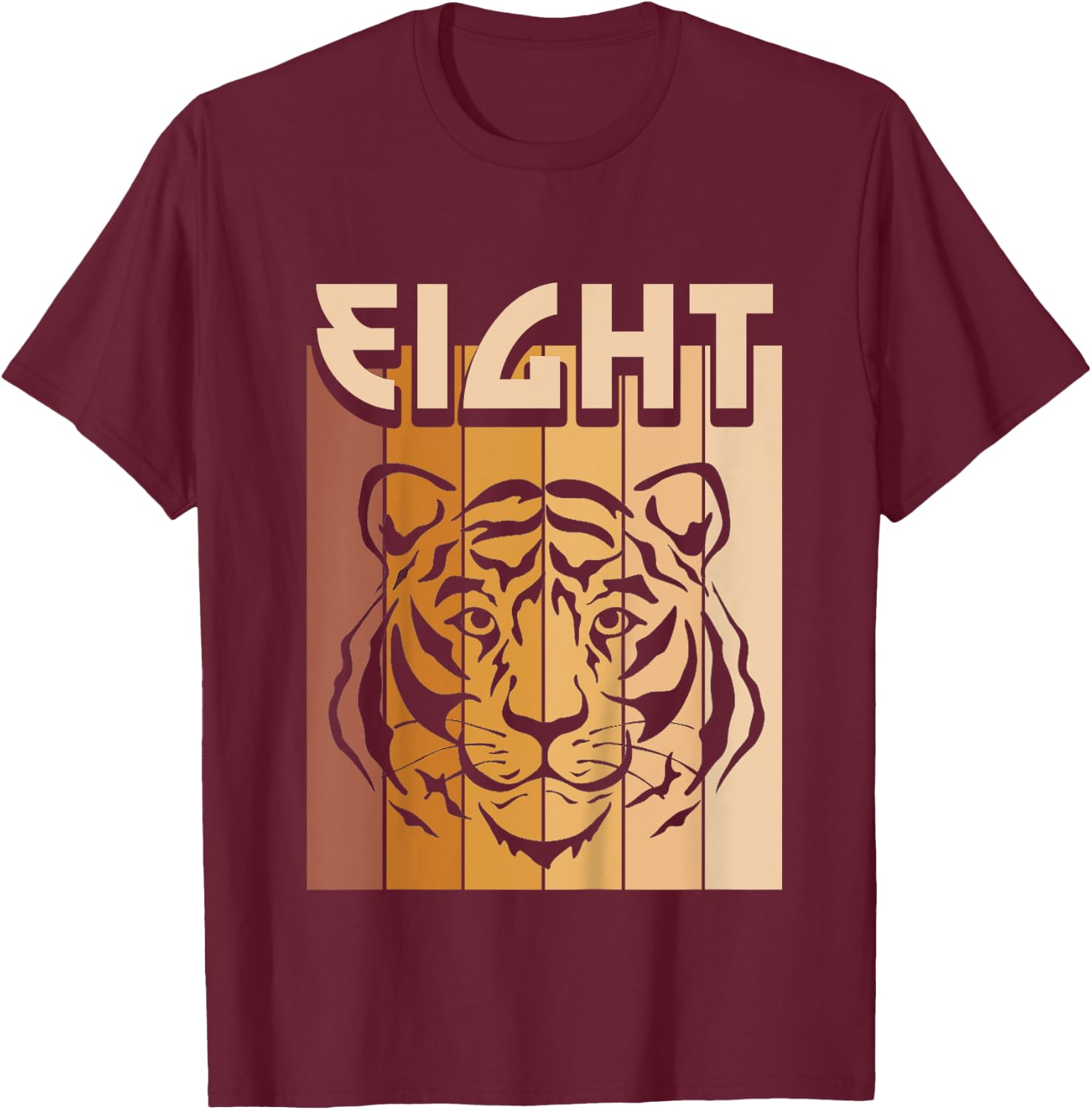 8 Year Old Tiger Birthday Boy Girl 8th Birthday Tiger T-Shirt - T-Shirt | Maroon
