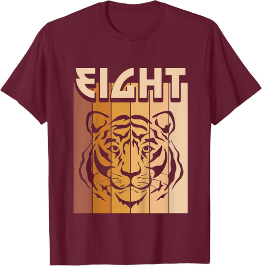 8 Year Old Tiger Birthday Boy Girl 8th Birthday Tiger T-Shirt - T-Shirt | Maroon
