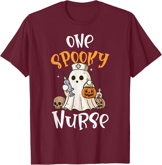 Spooky Nurse Halloween Nursing T-Shirt - T-Shirt | Maroon