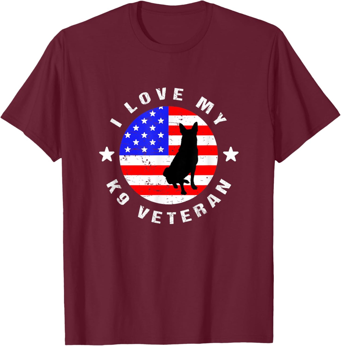 I Love My K9 Veteran - US Military Police Dog T-Shirt - T-Shirt | Maroon
