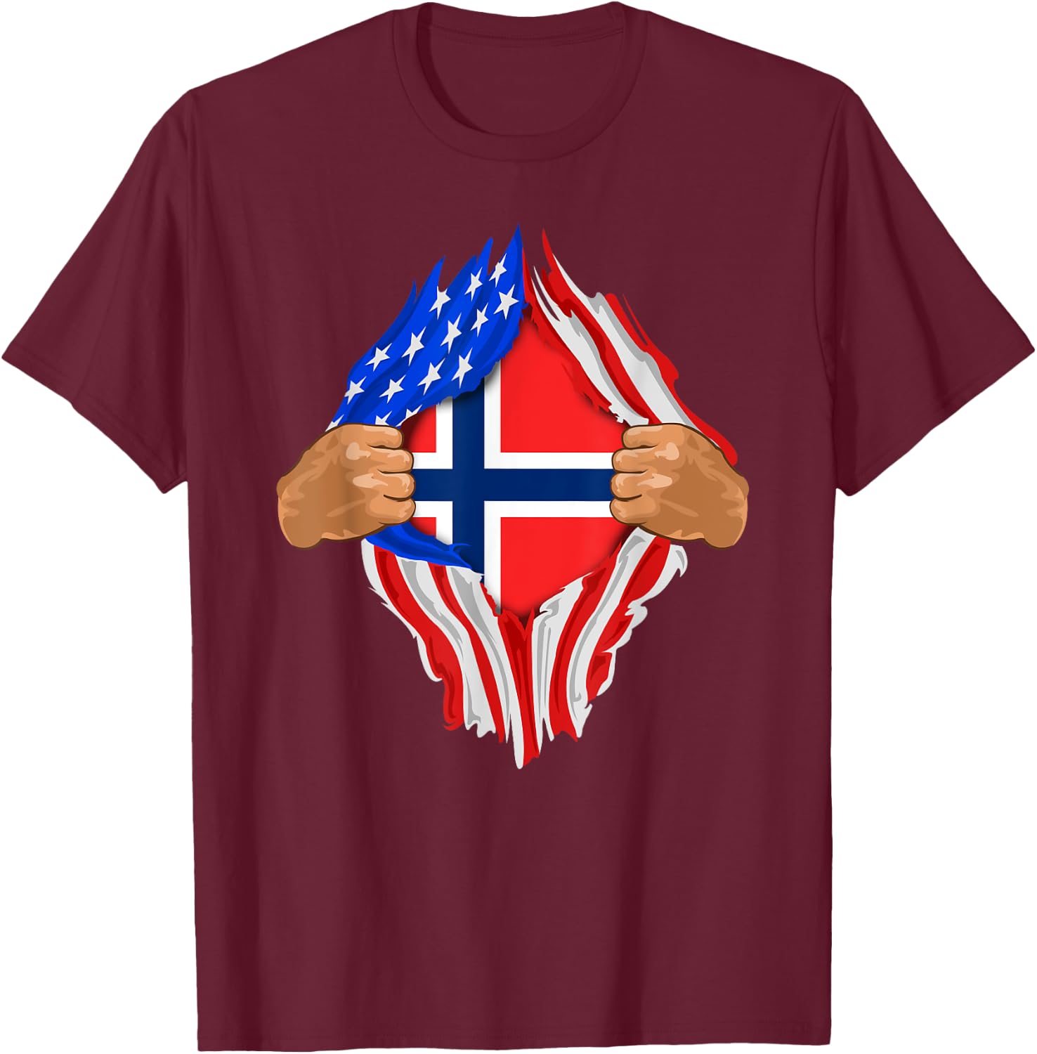 Norwegian Blood Inside Me | Norway Flag Gift T-Shirt - T-Shirt | Maroon
