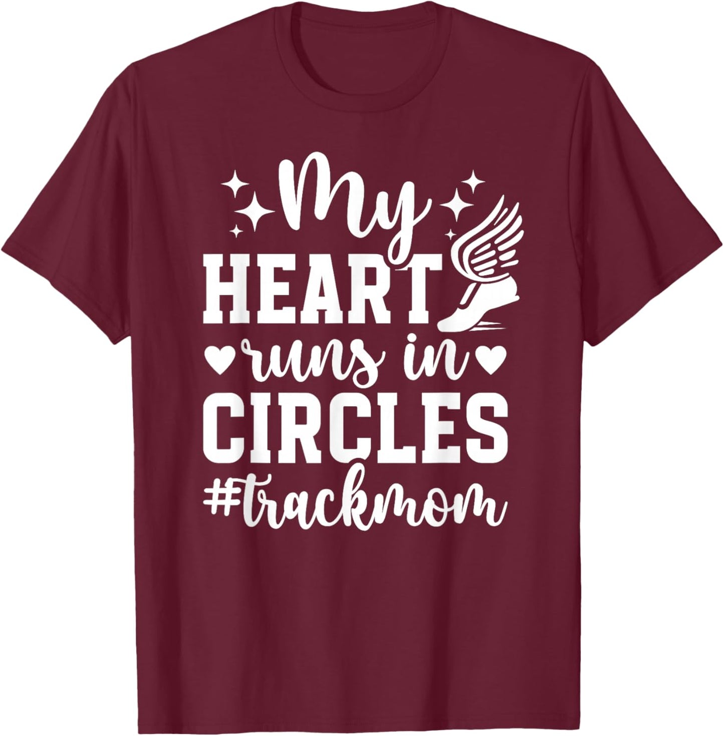My Heart Track Mom Of A Track And Field Athlete Track Mother T-Shirt - T-Shirt | Maroon