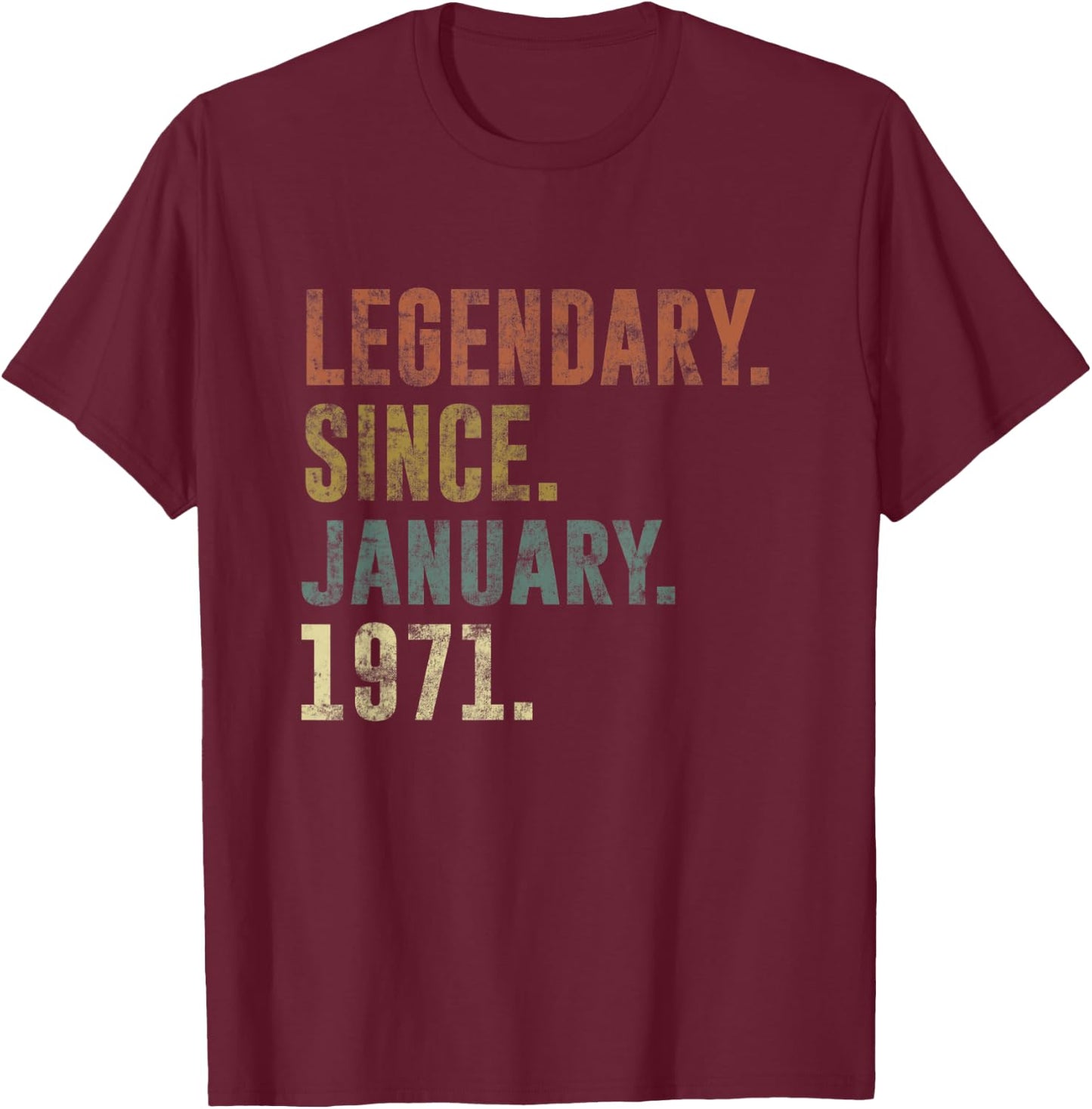 52nd Birthday Vintage Legendary Since January 1971 T-Shirt - T-Shirt | Maroon