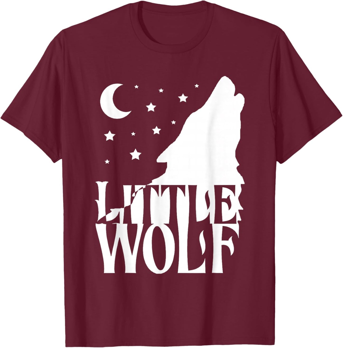Little Wolf Gift Matching Family Tribe Wolves Moon T-Shirt - T-Shirt | Maroon