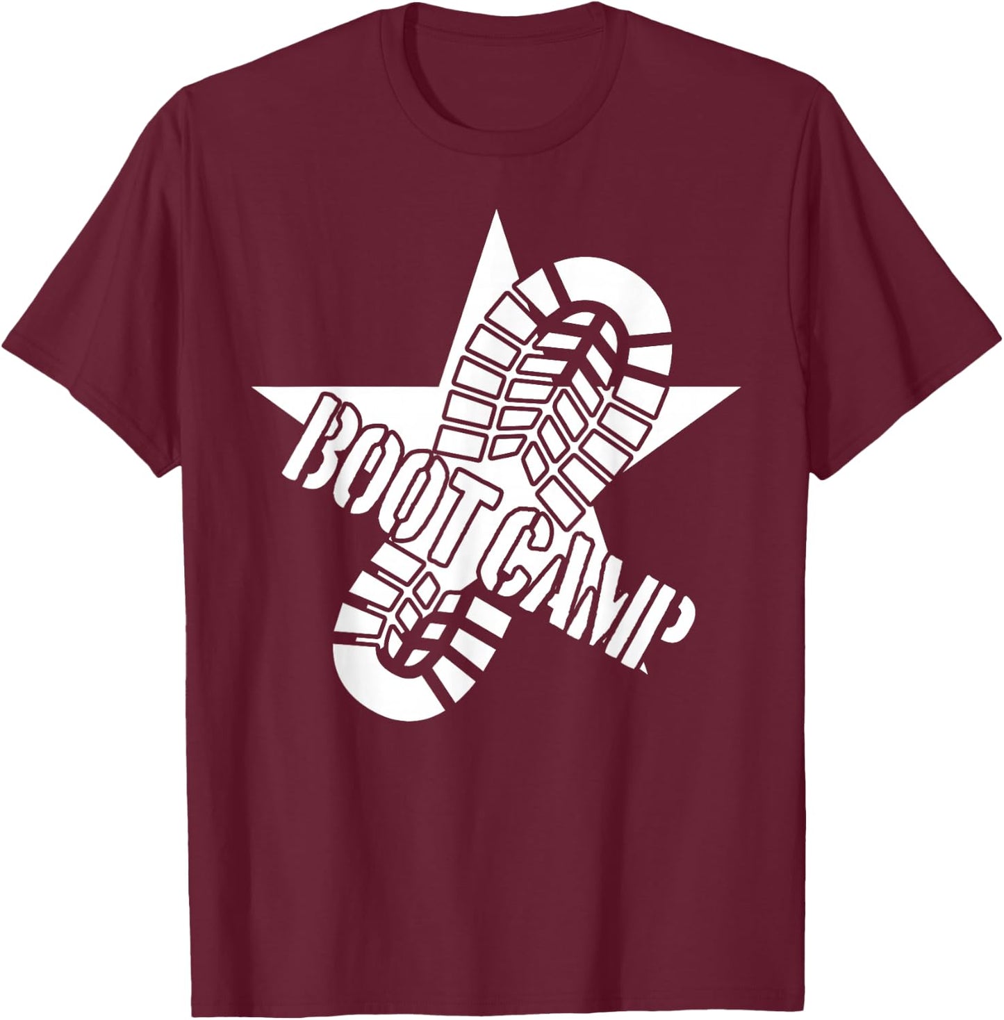 Fun Bootcamp Basic Military Training Boot Print T-Shirt - T-Shirt | Maroon