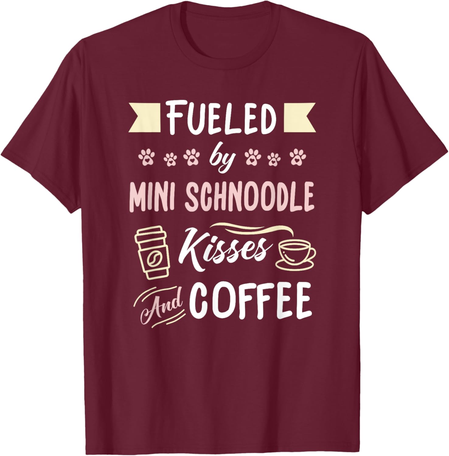 Mini Schnoodle Mom Miniature Schnauzer Poo Coffee Lover T-Shirt - T-Shirt | Maroon