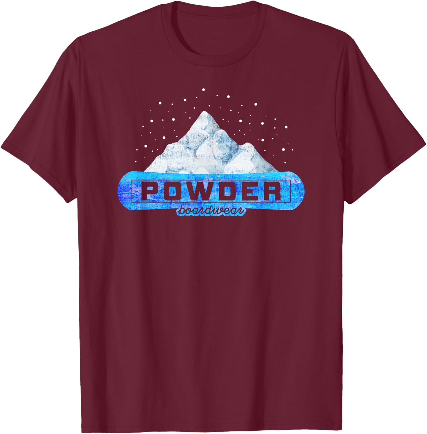 Vintage Powder Boardwear Snowboarding Gift Blue Logo T-Shirt - T-Shirt | Maroon