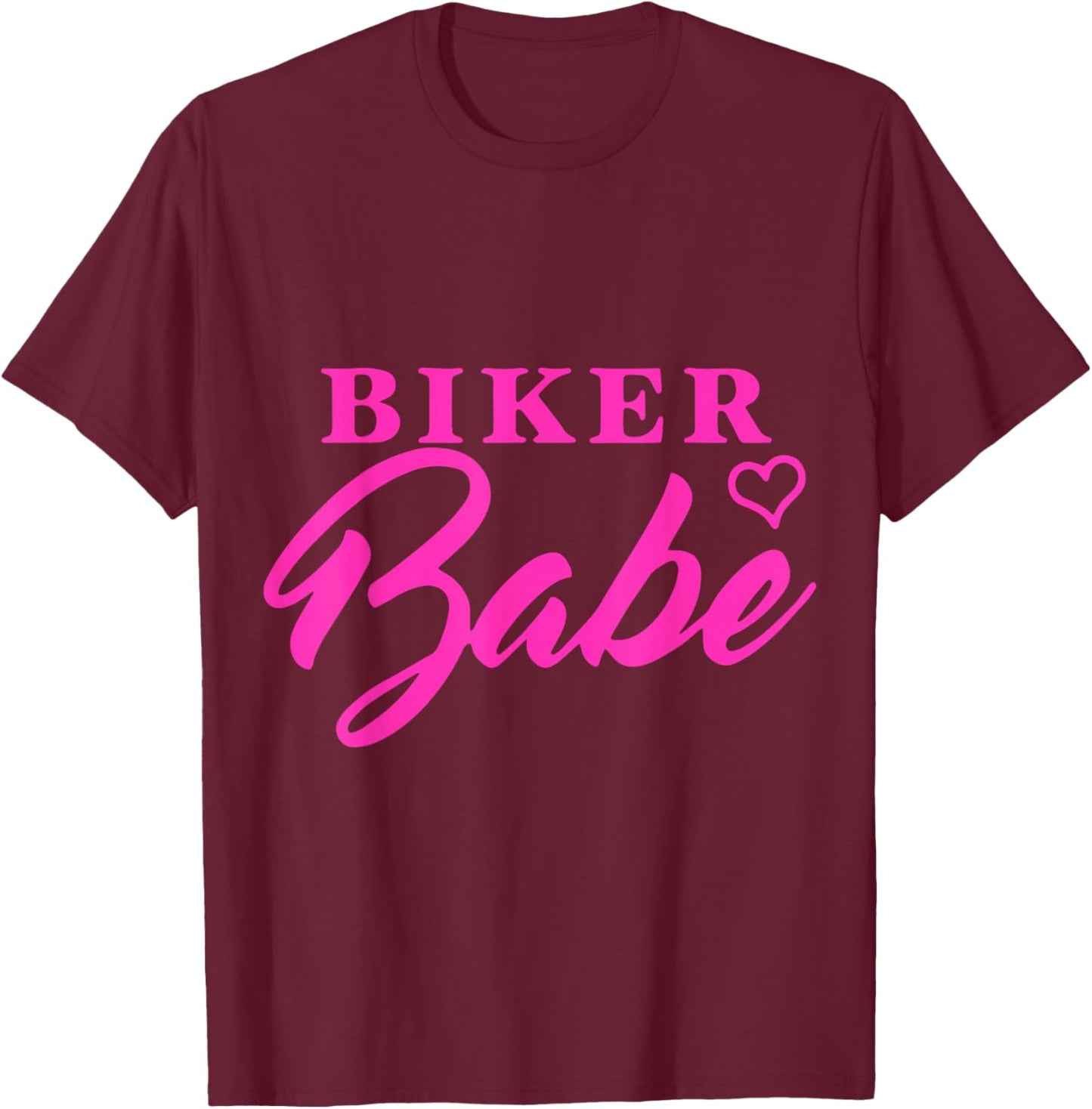 Pink Heart Biker Babe Ladies Motorcycle T-Shirt - T-Shirt | Maroon