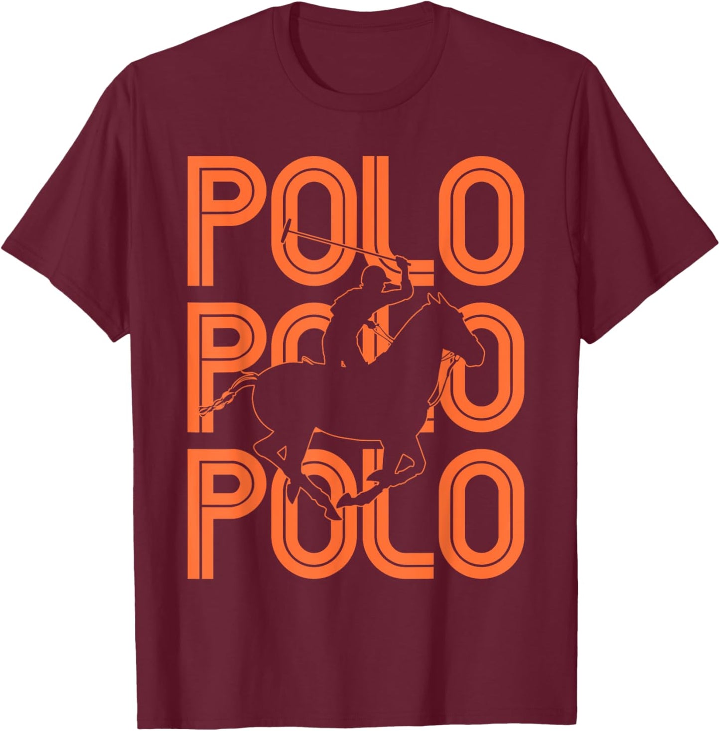 Polo Players Horseback Riding Horse Equestrian Sports T-Shirt - T-Shirt | Maroon