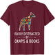 Easily Distracted By Okapis & Books Lover Gift Camelopard T-Shirt - T-Shirt | Maroon