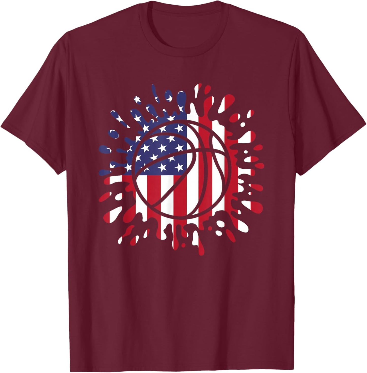 American Flag Basketball Lover Men Women Kids T-Shirt - T-Shirt | Maroon