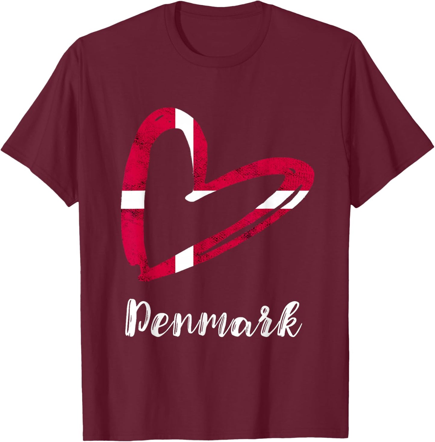 Dansk Denmark Flag Vintage Heart Denmark Danish Roots T-Shirt - T-Shirt | Maroon