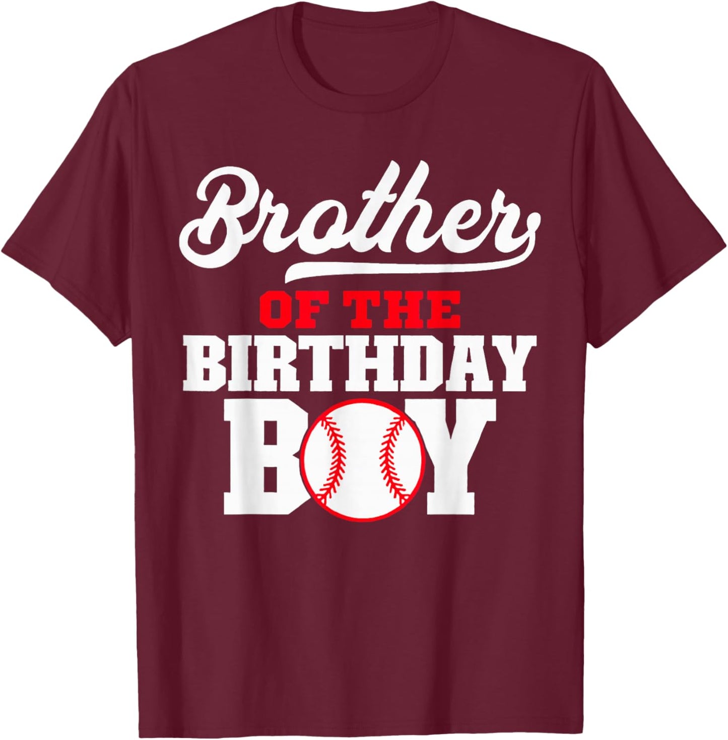 Brother of the Birthday Boy Baseball Lover Vintage Retro T-Shirt - T-Shirt | Maroon