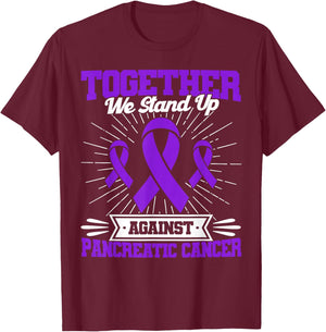 Together We Stand Up Against Pancreatic Cancer Awareness T-Shirt - T-Shirt | Maroon