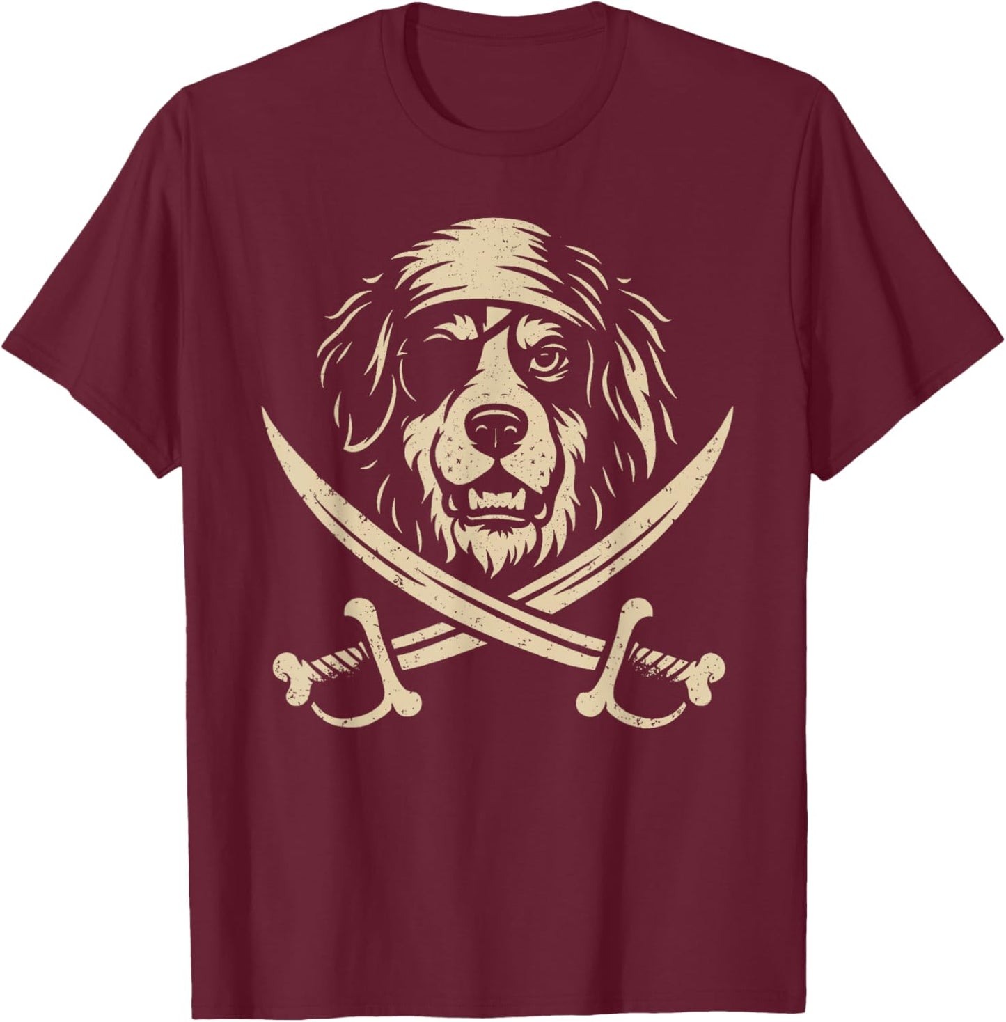 Vintage Pirate Bernese Mountain Dog Crossbones Dog Lover T-Shirt - T-Shirt | Maroon