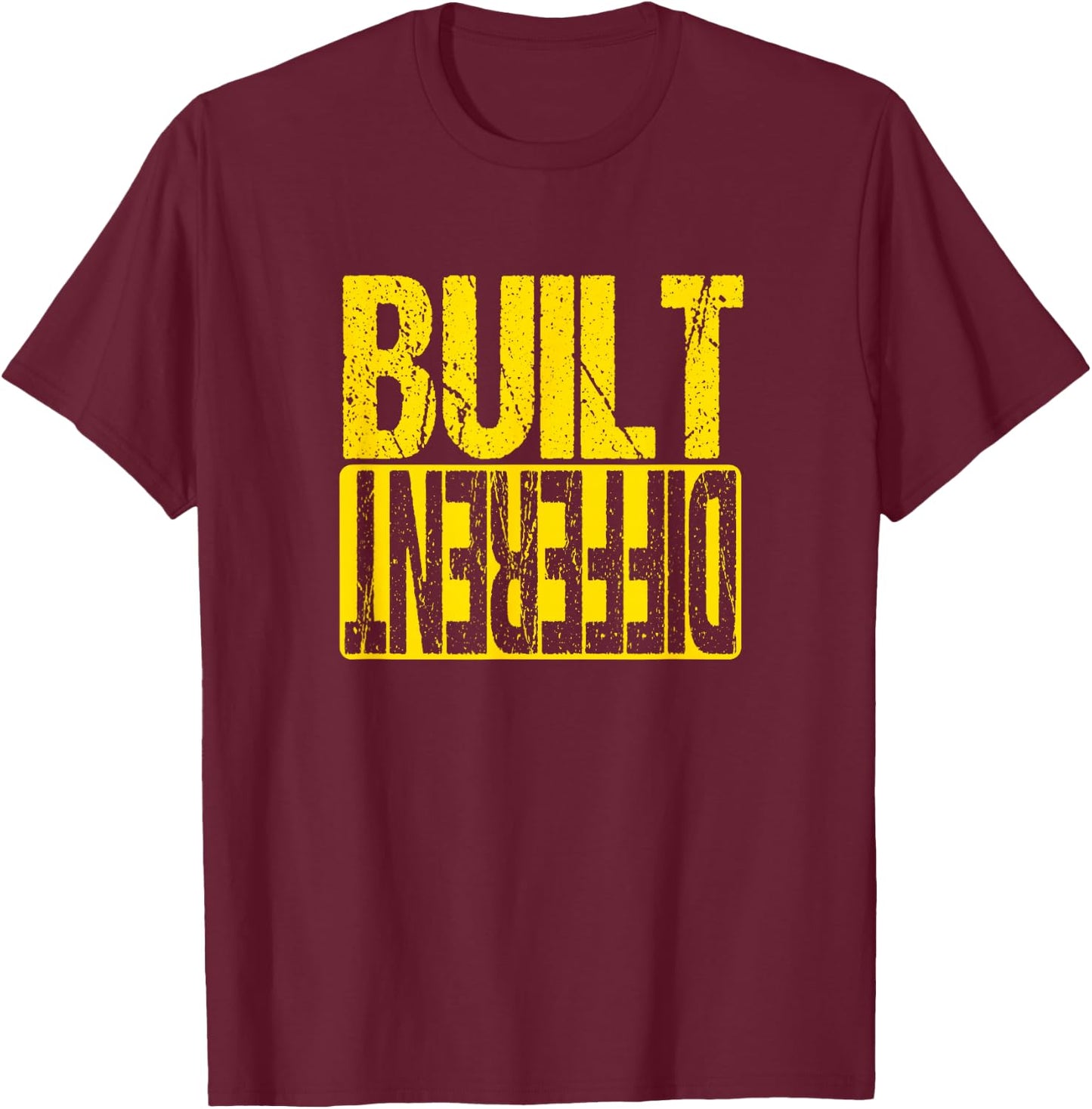 University Varsity-Gold Built Different Varsity-Gold T-Shirt - T-Shirt | Maroon