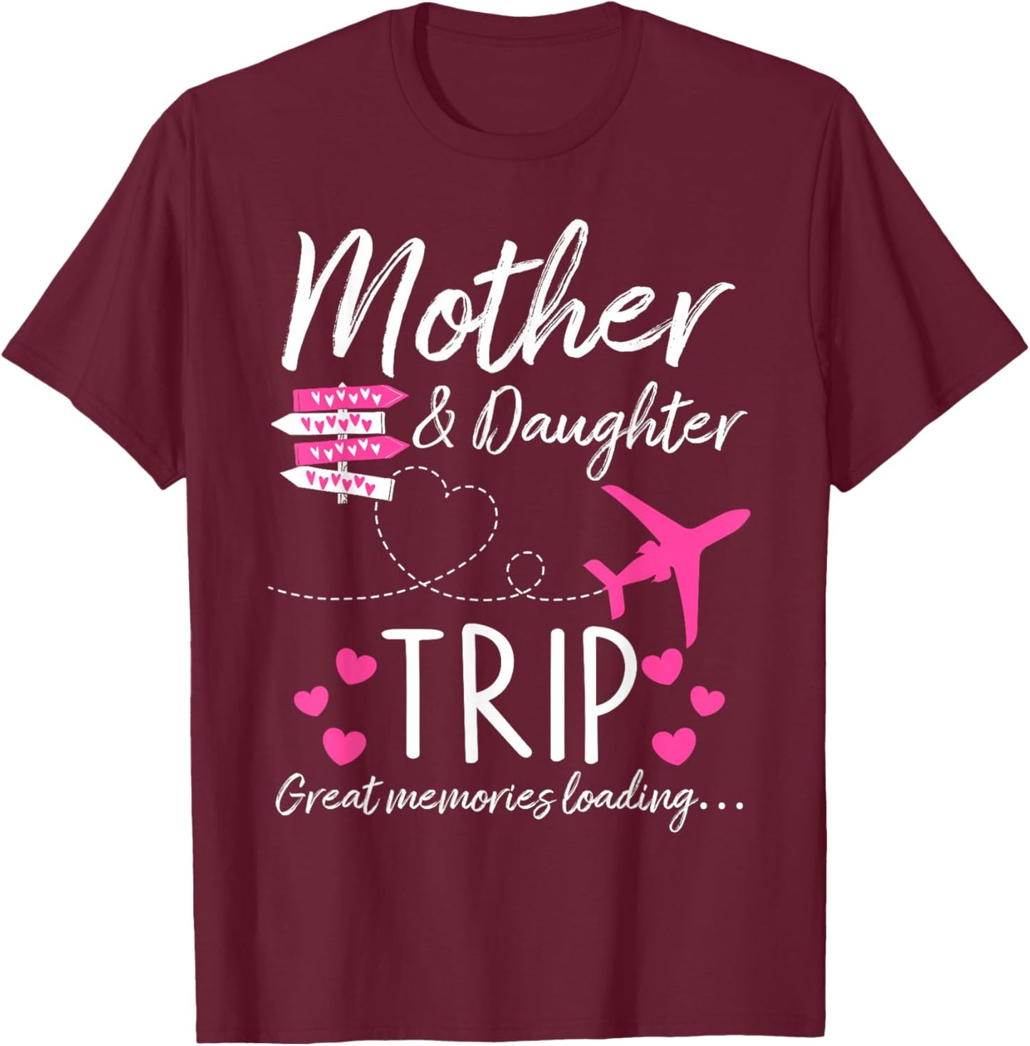 Funny Matching Mother Daughter Cruise Trip Outfits Black Modern Print Letter Print Cruise Vacation T-Shirt - T-Shirt | Maroon