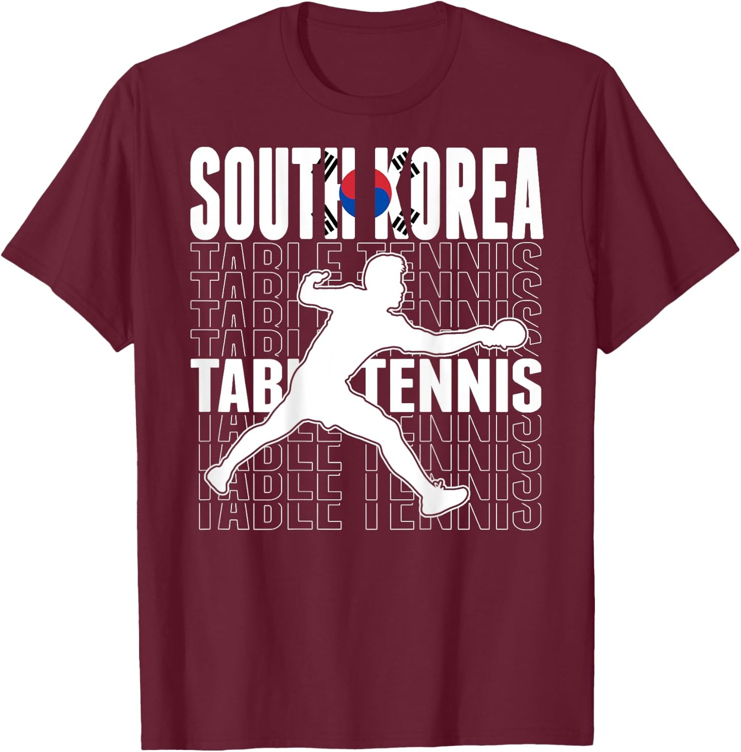 South Korea Table Tennis Fans Jersey Korean Flag Ping Pong T-Shirt - T-Shirt | Maroon
