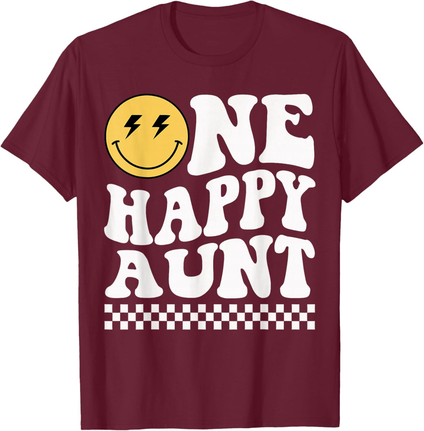 One Happy Dude Aunt 1st Birthday Family Matching T-Shirt - T-Shirt | Maroon