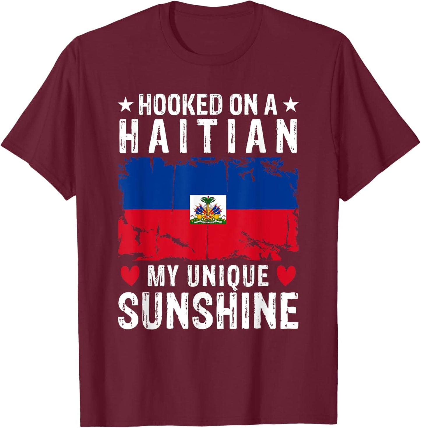 Haitian Boyfriend Girlfriend Wife Husband Haiti Flag T-Shirt - T-Shirt | Maroon