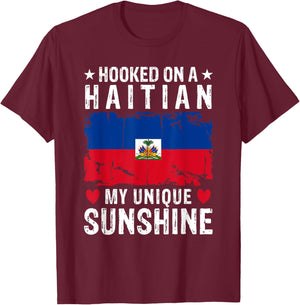 Haitian Boyfriend Girlfriend Wife Husband Haiti Flag T-Shirt - T-Shirt | Maroon